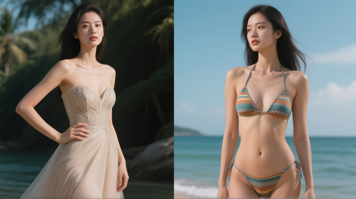 Before and after AI Bikini Photo | Lucer